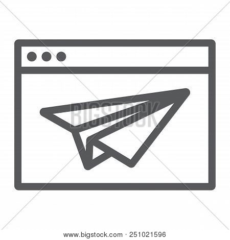 Landing Page Line Icon, Browser And Page, Website Sign, Vector Graphics, A Linear Pattern On A White