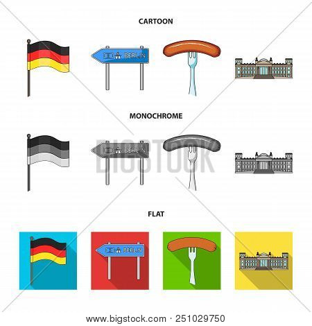 Country Germany Cartoon, Flat, Monochrome Icons In Set Collection For Design. Germany And Landmark V