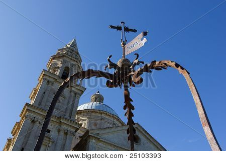 San Biagio kyrka utanför Montepulciano, Toscana, Italien.