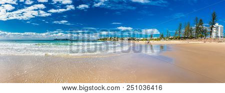 MOOLOOLABA, AUSTRALIA, JUL 22 2018: People enjoying summer at Mooloolaba beach - a famous tourist destination in Queensland, Australia.