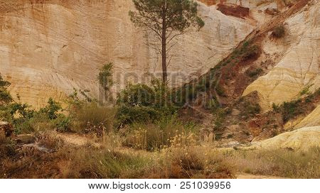 Rustrel, France - July 14, 2018: Photography Showing A Magnificent Landscape. The Photography Was Ta