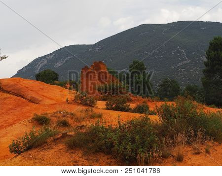 Rustrel, France - July 14, 2018: Photography Showing A Magnificent Landscape. The Photography Was Ta