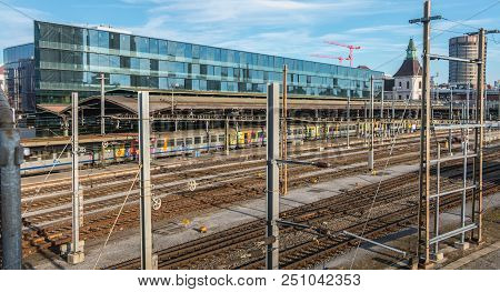 View Of The Basel Train Station And Its Platforms