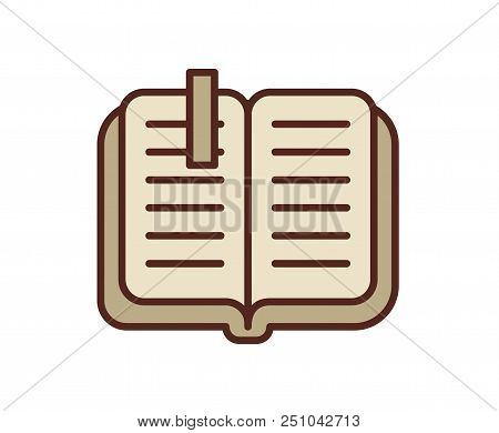 Open Book Icon, Notebook. Line Colored Vector Illustration. Isolated On White Background.