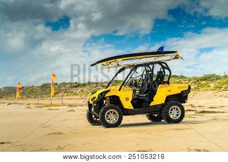 Adelaide, Australia - February 18, 2017: Australian Surf Life Saving Rescue Car Parked On The Shores