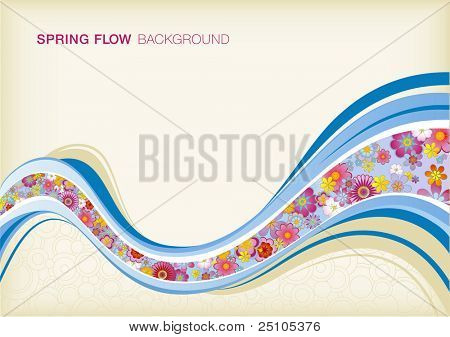 vector-fondo de flujo primavera con flores de colores