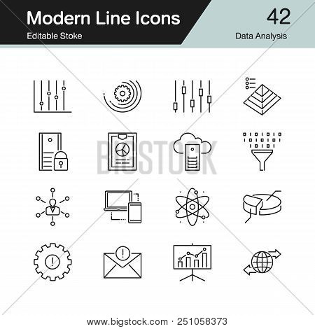 Data Analysis Icons. Modern Line Design Set 42. For Presentation, Graphic Design, Mobile Application