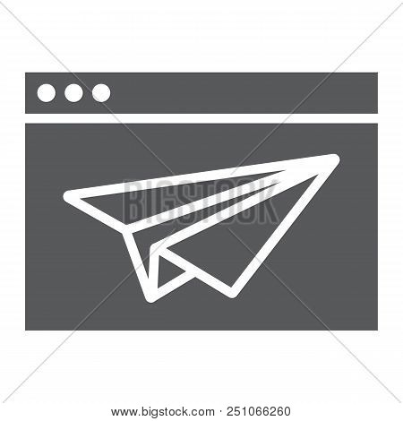 Landing Page Glyph Icon, Browser And Page, Website Sign, Vector Graphics, A Solid Pattern On A White