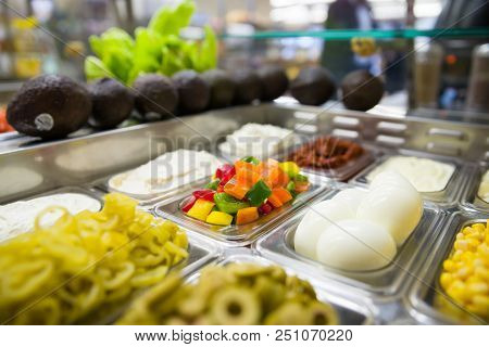 Assorted Fruits And Vegtables For Making Salads And Sandwiches