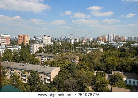 Moscow Cityscape View Five Storey Buildings Panorama