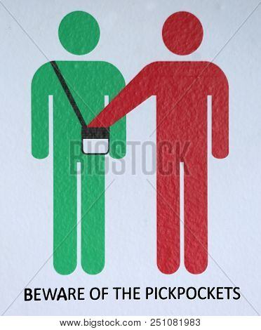 Warning Banner With Text Beware Of The Pickpockets
