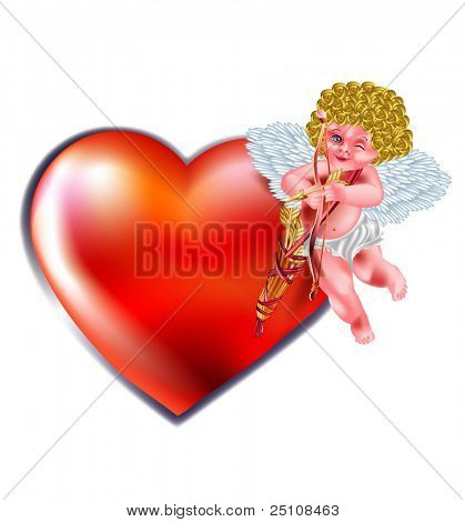 carta di San Valentino-cuore e Cupido