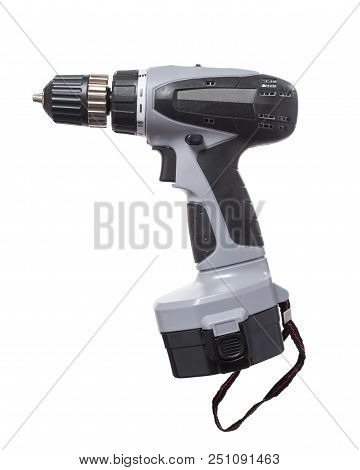 Self-contained Screwdriver With Replaceable Batteries, Tool For Repair And Construction, Isolated On