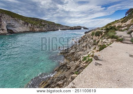 Panorama Of Limnionas Beach Bay At Zakynthos Island, Greece