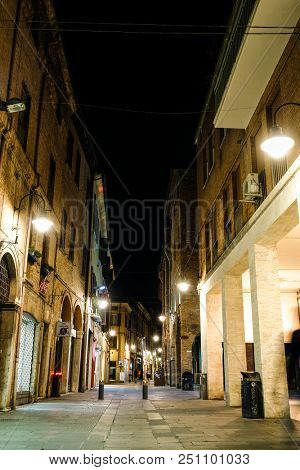 Ferrara, Italy-July, 23, 2018: Landscape with the image of night Ferrara, Italy