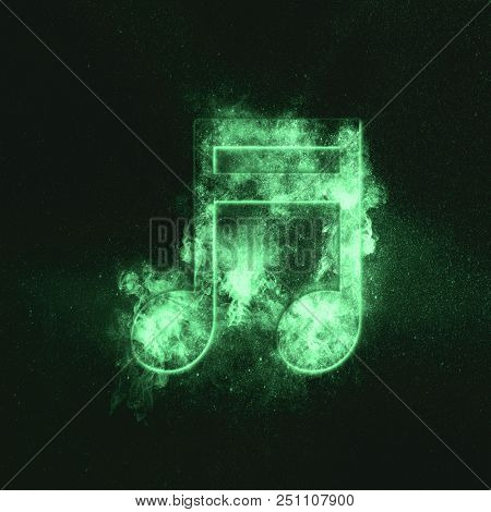 Sixteenth Beamed Music Note Symbol. Green Symbol