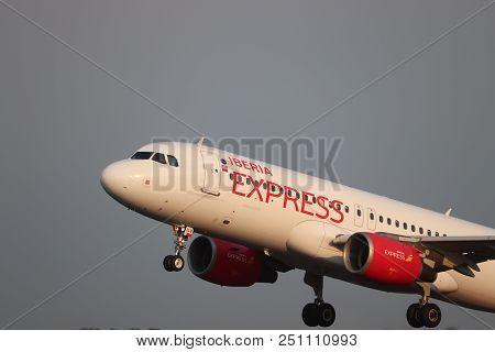 Amsterdam The Netherlands - July 26th 2018: Ec-ilq Iberia Express Airbus A320-200 Takeoff From Polde
