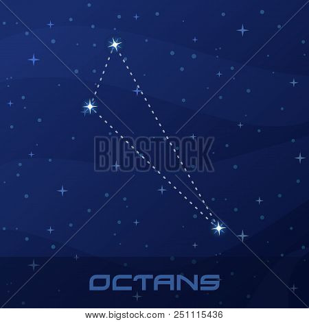 Constellation Octans, Octant, Night Star Sky Poster, Flyer Advertisement