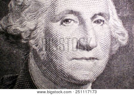 Microscopic view of parts of a One Dollar Bill. Macro Close up or Microscopic shot of a $1.00 Bill. 
