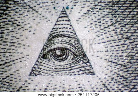 Microscopic view of parts of a One Dollar Bill. Macro Close up or Microscopic shot of a $1.00 Bill. 