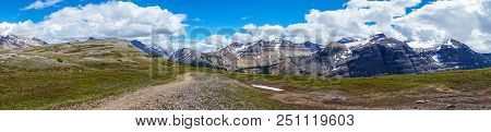 Panorama Of The Canadian Rockies At The Crest Of Parker Ridge Hike On The Icefields Parkway In Jaspe