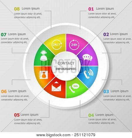 Infographic Design Template With Contact Icons, Stock Vector