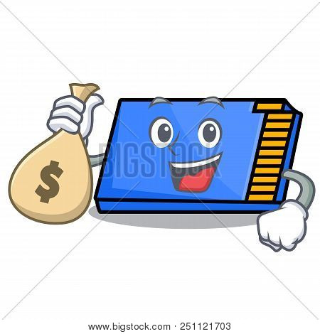 With Money Bag Memory Card Character Cartoon Vector Illustration