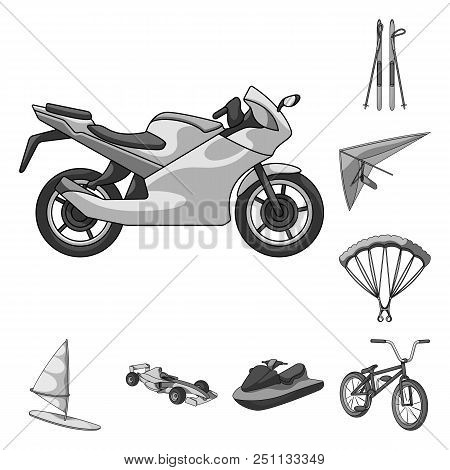 Extreme Sport Monochrome Icons In Set Collection For Design.different Kinds Of Sports Vector Symbol 