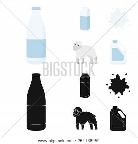 Billet Pack, Sheep.blue, Canister.moloko Set Collection Icons In Cartoon, Black Style Vector Symbol 