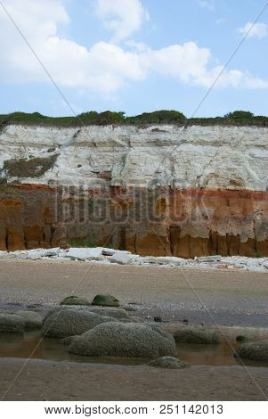 Quarry White Stones Near Beach. Incredible Rock Formations. Backgrounds And Textures. Holliday Conce