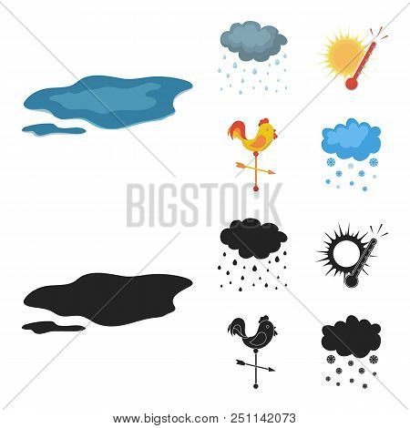 Rain, Snow, Heat, Weathervane. The Weather Set Collection Icons In Cartoon, Black Style Vector Symbo
