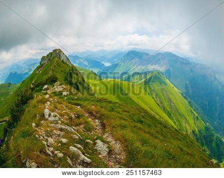 Summer landscape of Switzerland mountain nature at Rochers-de-Naye