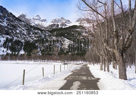 Panticosa snow ice in Huesca Pyrenees of Spain