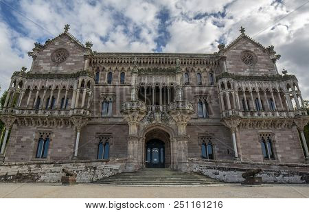 Sobrellano Palace In The Village Of Comillas In Cantabria, Spain.