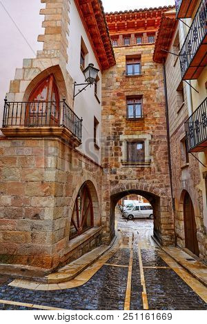 Mora de Rubielos village in Teruel Spain located on Gudar Javalambre Sierra