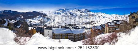 Formigal ski area skyline in Huesca Pyrenees of Spain