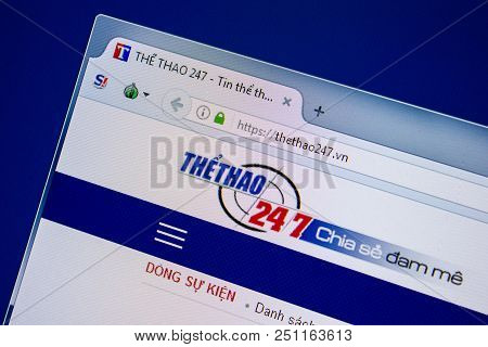 Ryazan, Russia - July 24, 2018: Homepage Of Thethao247 Website On The Display Of Pc. Url - Thethao24