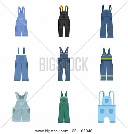 Overalls Workwear Icons Set. Flat Illustration Of 9 Overalls Workwear Vector Icons Isolated On White