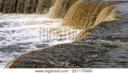 Small Waterfall On Tosna River In Leningrad Region, Russia.