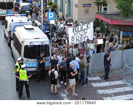 Protests In Front Of Polish Senate And Parliament, July 24, 2018, Warsaw, Poland