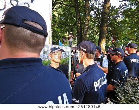 Protests In Front Of Polish Senate And Parliament, July 24, 2018, Warsaw, Poland