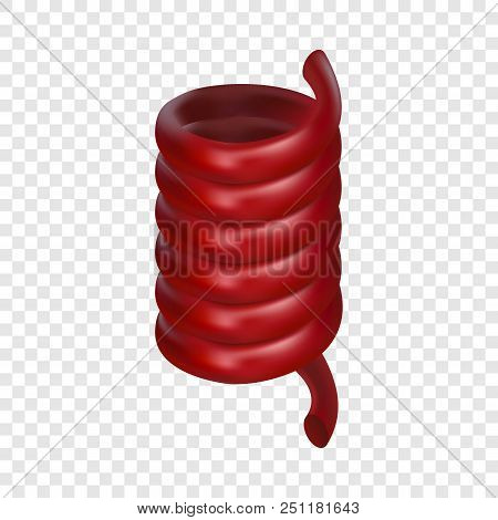 Little Red Spring Cable Mockup. Realistic Illustration Of Little Red Spring Cable Vector Mockup For 