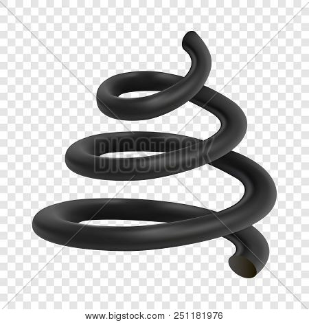 Spiral Black Cable Mockup. Realistic Illustration Of Spiral Black Cable Vector Mockup For On Transpa