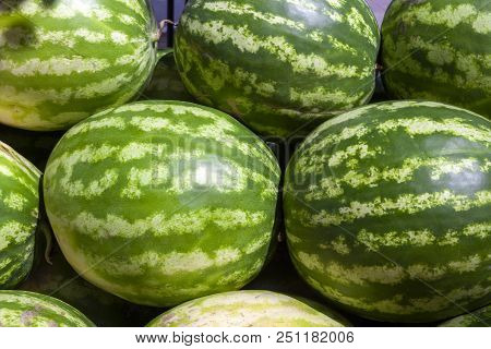 Market Counter With Delisios Watermelons.