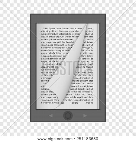Ereader Mockup. Realistic Illustration Of Ereader Vector Mockup For On Transparent Background