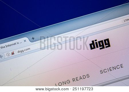Ryazan, Russia - July 25, 2018: Homepage Of Digg Website On The Display Of Pc. Url - Digg.com