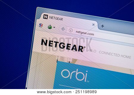 Ryazan, Russia - July 25, 2018: Homepage Of Netgear Website On The Display Of Pc. Url - Netgear.com