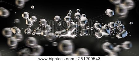 Ink Or Fluid Shapes.science Physics And Chemistry.abstract Tin Or Silver Liquid Drops Background.3d 