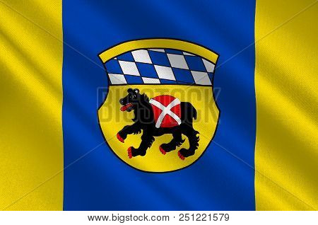 Flag Of Freising Is A Town In Upper Bavaria Of Germany. 3d Illustration