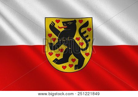 Flag Of Weimar Is A City In The Federal State Of Thuringia, Germany. 3d Illustration